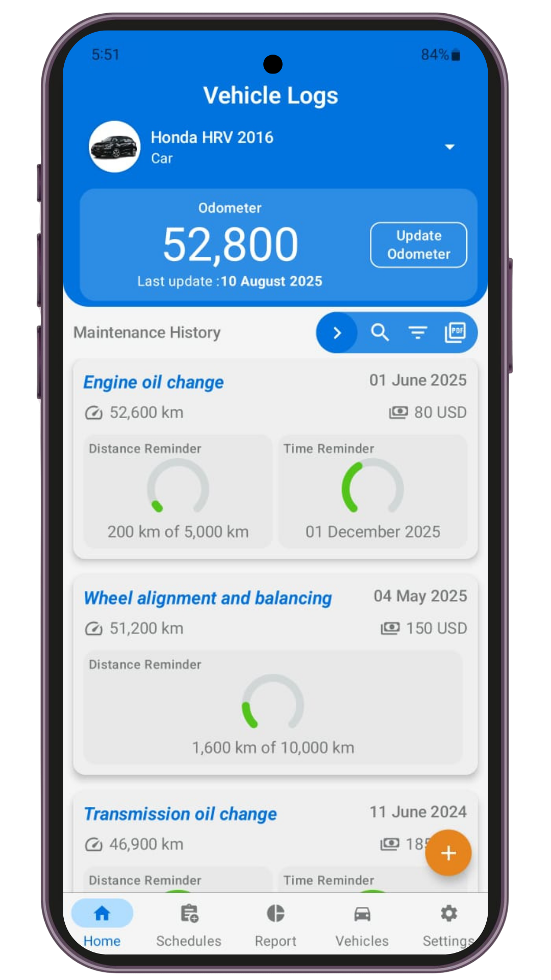 Vehicle Logs App